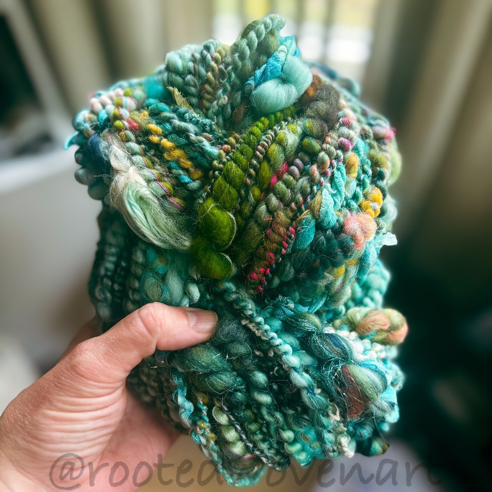 25 yards hand spun art yarn